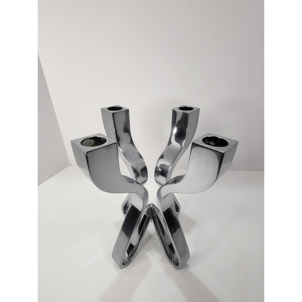 Umbra U+ Chrome Candelabra Modernist 4 Arm Candle Holder Silver Centerpiece
